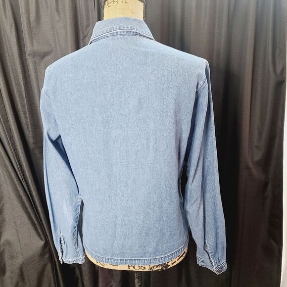 Woolrich Denim Long Sleeve Monotone Embroidered Button Down Shirt - Picture 5 of 13